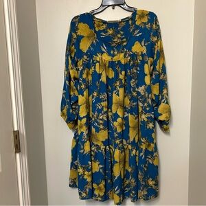Happy Nature Kate Hudson Small LUNA Dress Hibiscus Floral Print Dress Boho EUC
